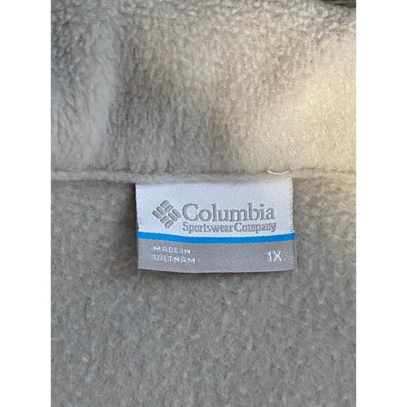 COLUMBIA WOMENS FLEECE PULLOVER SWEATER PLUS SIZE 1X MOCK NECK SNAP BUTTONS GREY - Picture 8 of 10